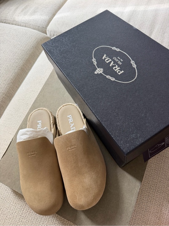 Prada Shoes - Prada Men’s or Women’s Suede Slip-On Mules in Light Brown